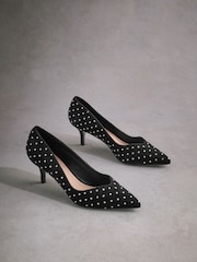 Black Tabitha Simmons Lola Leather Studded Point Heels - Image 7 of 11