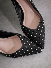 Black Tabitha Simmons Lola Leather Studded Point Heels - Image 9 of 11
