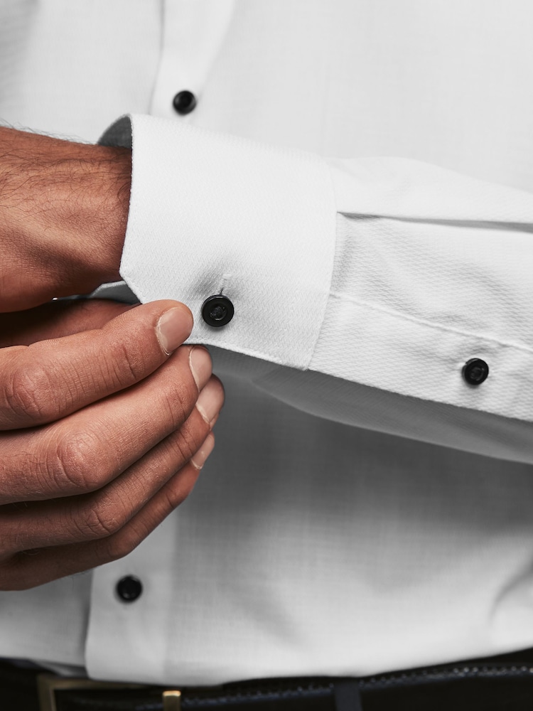 Mens Next White Slim Fit Single Cuff Shirt With Wing Collar And Bow Tie Pack US 16 R