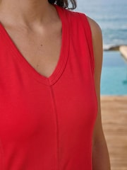 Roman Red Sleeveless V-Neck Midi Dress - Image 4 of 4