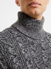 French Connection Grey Cable Knit Roll Neck Jumper - Image 2 of 2