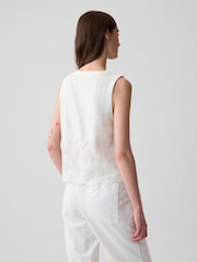 Gap White Linen Blend Waistcoat Vest - Image 2 of 5