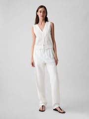 Gap White Linen Blend Waistcoat Vest - Image 3 of 5