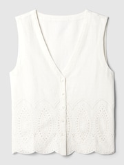 Gap White Linen Blend Waistcoat Vest - Image 5 of 5