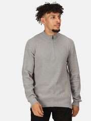 Regatta Grey 100% Cotton Keaton Quarter Zip Jumper - Image 1 of 8