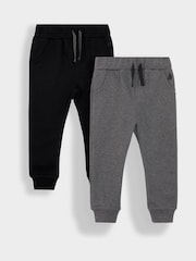 JoJo Maman Bébé Black & Grey 100% Cotton Joggers 2 Pack - Image 1 of 5