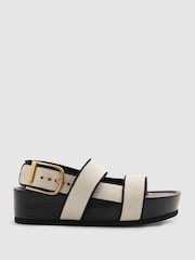 Reiss Black Samantha Strappy Chunky Canvas Sandals - Image 1 of 5