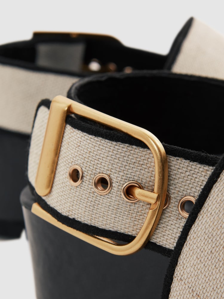 Reiss Black Samantha Strappy Chunky Canvas Sandals - Image 5 of 5