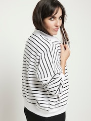 River Island Black Stripe Jersey Zip-Up Bomber Jacket - Image 2 of 6