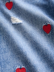 Blue Denim 100% Cotton Heart Embroidered Balloon Jeans (3-16yrs) - Image 10 of 10
