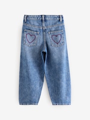 Blue Denim 100% Cotton Heart Embroidered Balloon Jeans (3-16yrs) - Image 7 of 10