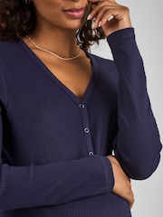 JoJo Maman Bébé Navy Blue Popper Front Jersey Maternity Top - Image 4 of 4