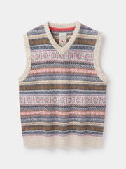 Aubin Ecru Fairisle Pattern Wool Slipover Jumper - Image 7 of 7