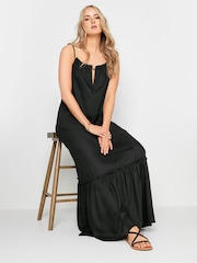 Long Tall Sally Black Maxi Halter Ruched Neck Dress - Image 5 of 6