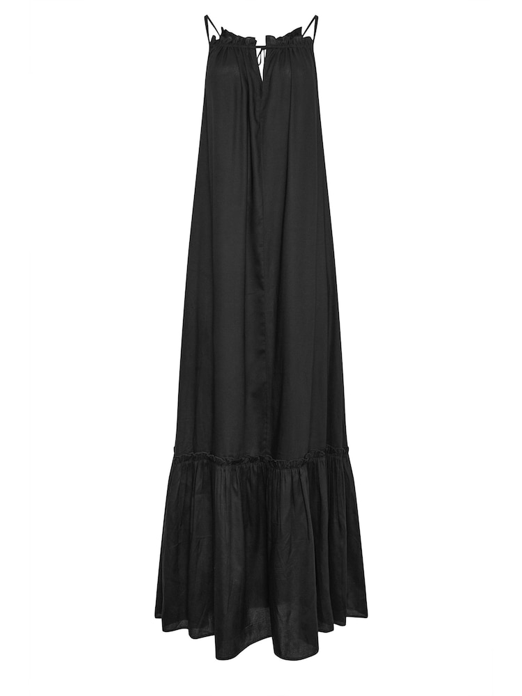 Long Tall Sally Black Maxi Halter Ruched Neck Dress - Image 6 of 6