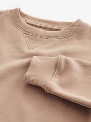 Tan Brown Oversized Plain Crew Neck 100% Cotton Sweatshirt (3-16yrs) - Image 3 of 4