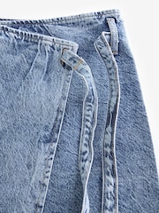 Mid Blue Wrap Denim Mini 100% Cotton Skirt - Image 7 of 7