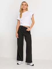 PixieGirl Petite Black Button Detail Wide Leg Trousers - Image 1 of 4