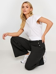 PixieGirl Petite Black Button Detail Wide Leg Trousers - Image 4 of 4