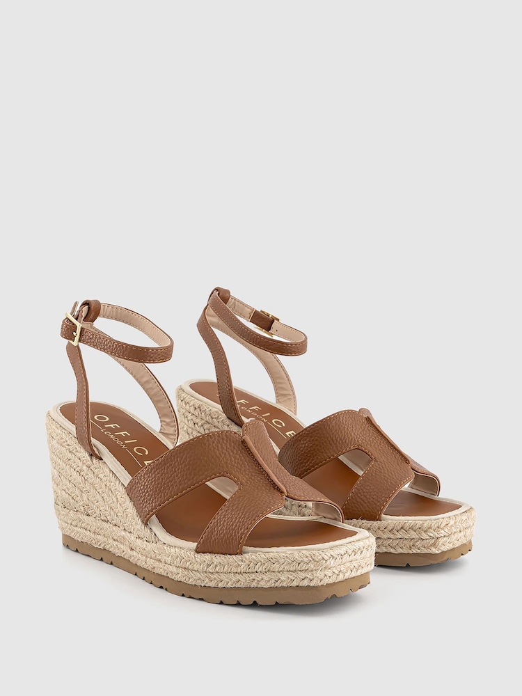 Office Brown Harbour Cut Out Espadrille Wedge Sandals - Image 1 of 4 Office Brown Harbour Cut Out Espadrille Wedge Sandals - Image 1 of 4