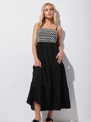 PixieGirl Petite Black Zig Zag Tiered Dress - Image 1 of 6