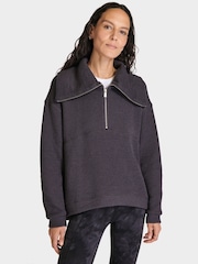 Sweaty Betty Urban Grey Restful Boucle Half Zip Jumper - Image 1 of 7
