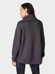 Sweaty Betty Urban Grey Restful Boucle Half Zip Jumper - Image 3 of 7