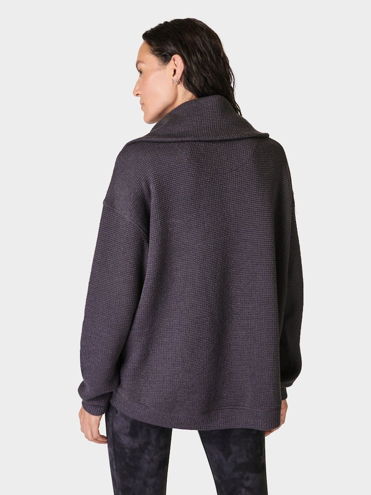 Sweaty Betty Urban Grey Restful Boucle Half Zip Jumper - Image 3 of 7