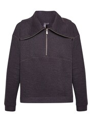 Sweaty Betty Urban Grey Restful Boucle Half Zip Jumper - Image 5 of 7