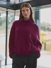 Red Burgundy Relaxed Fit Oversized Premium Knitted Jumper with Cashmere - Image 2 of 8