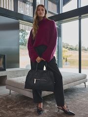 Red Burgundy Relaxed Fit Oversized Premium Knitted Jumper with Cashmere - Image 3 of 8
