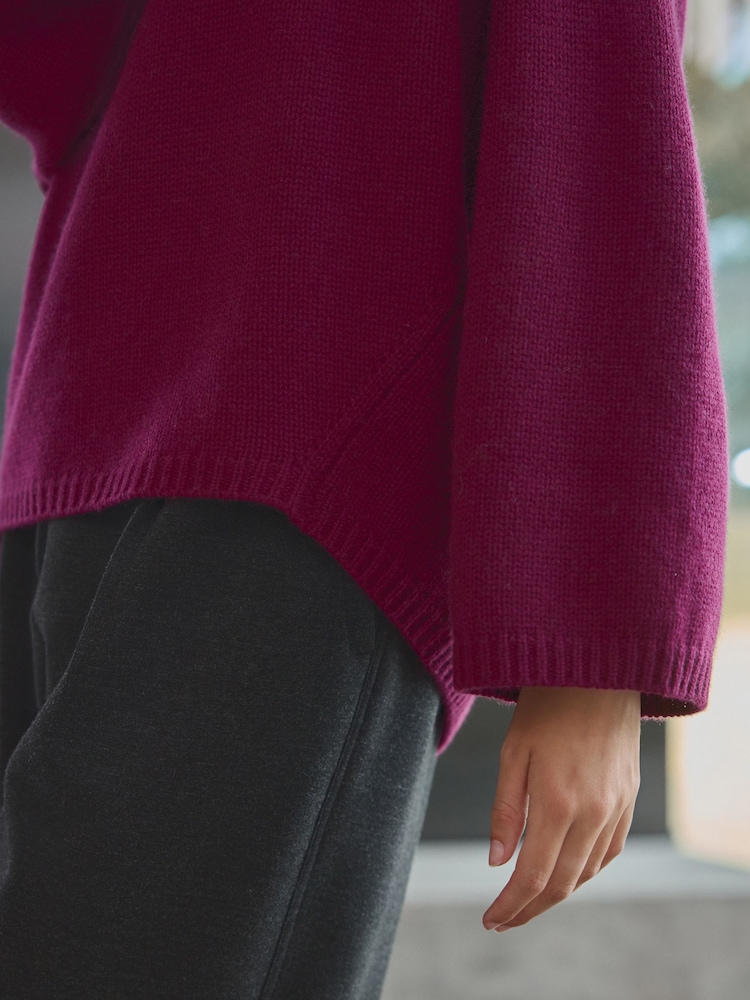 Red Burgundy Relaxed Fit Oversized Premium Knitted Jumper with Cashmere - Image 5 of 8
