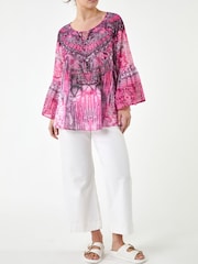 Roman Pink Abstract Sparkly Tunic Top - Image 2 of 4