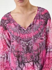 Roman Pink Abstract Sparkly Tunic Top - Image 4 of 4