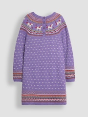 JoJo Maman Bébé Lilac Unicorn Knitted Dress - Image 2 of 3