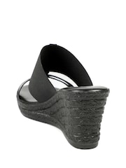 Pavers Black Metallic Wedge Espadrilles Sandals - Image 3 of 5