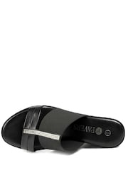 Pavers Black Metallic Wedge Espadrilles Sandals - Image 4 of 5