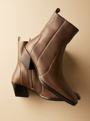 Brown Forever Comfort® Western Leather Ankle Boots - Image 3 of 9