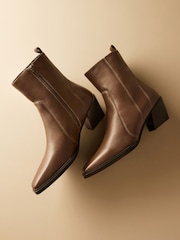 Brown Forever Comfort® Western Leather Ankle Boots - Image 4 of 9