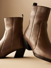 Brown Forever Comfort® Western Leather Ankle Boots - Image 5 of 9