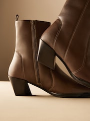 Brown Forever Comfort® Western Leather Ankle Boots - Image 6 of 9