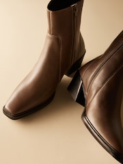 Brown Forever Comfort® Western Leather Ankle Boots - Image 8 of 9