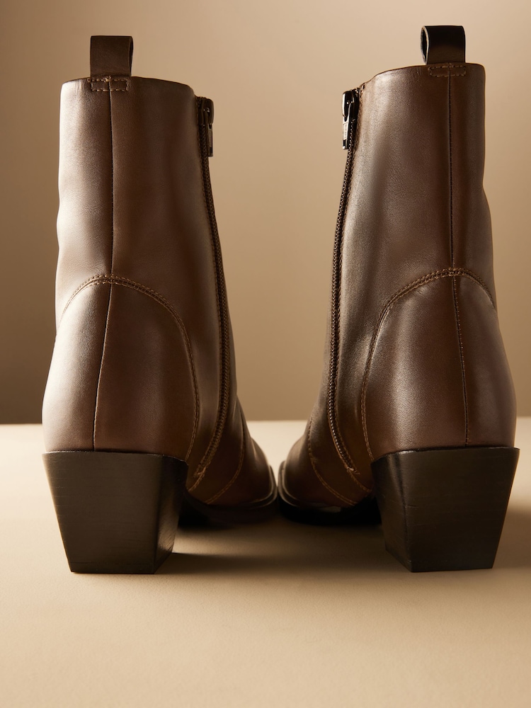 Brown Forever Comfort® Western Leather Ankle Boots - Image 9 of 9