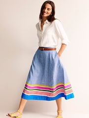 Boden Blue Stripe Hem Skirt - Image 2 of 5