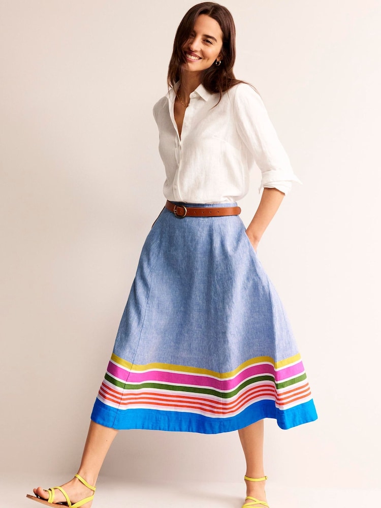 Boden Blue Stripe Hem Skirt - Image 2 of 5