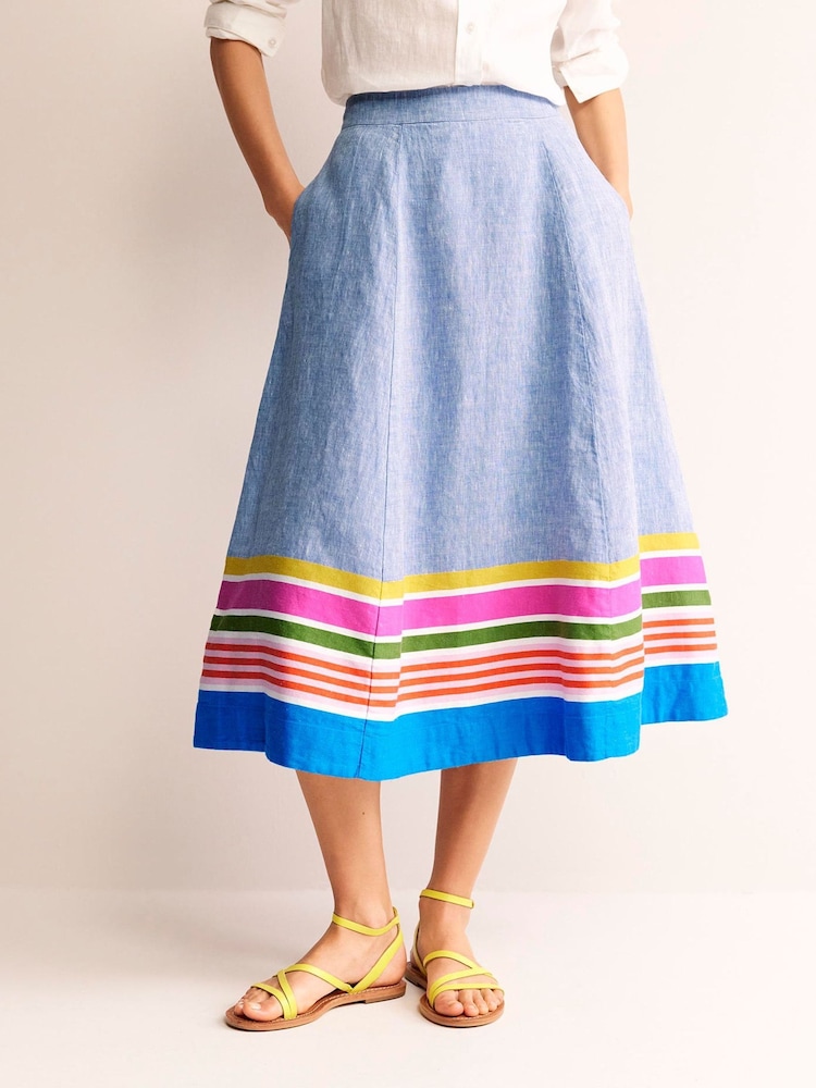 Boden Blue Stripe Hem Skirt - Image 5 of 5