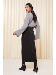 Friends Like These Black Denim Split Front Midaxi Skirt - Image 2 of 4