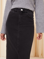 Friends Like These Black Denim Split Front Midaxi Skirt - Image 4 of 4