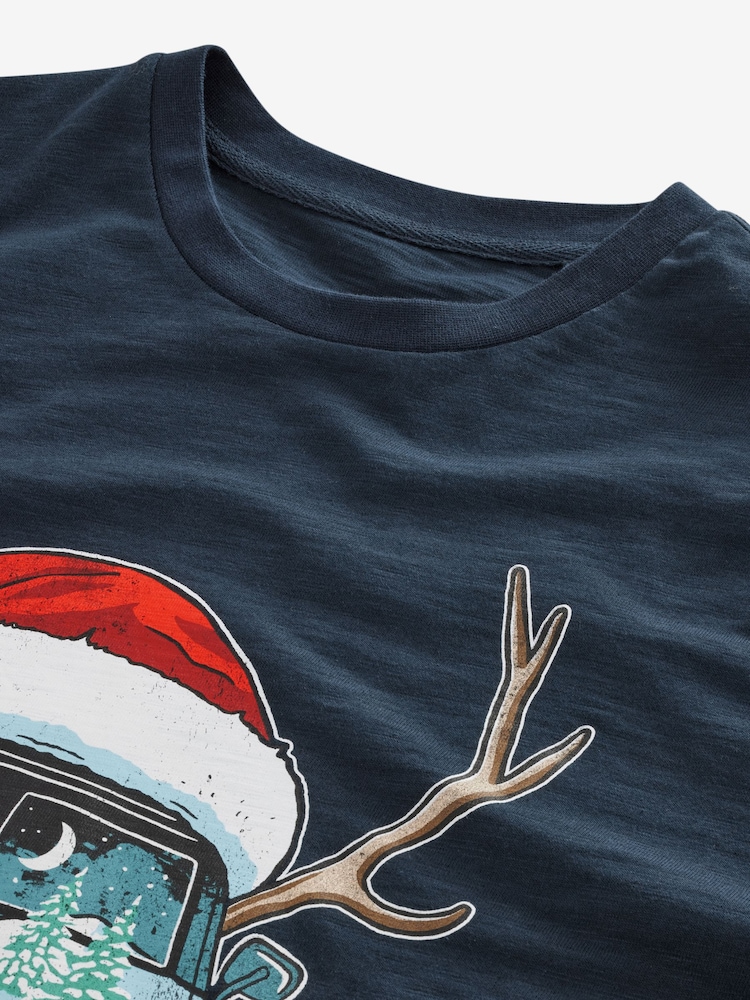 Navy VW Camper Van 100% Cotton Licence Christmas T-Shirt - Image 6 of 8