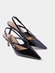 Mint Velvet Black Bianca Patent Slingback Heels - Image 3 of 6